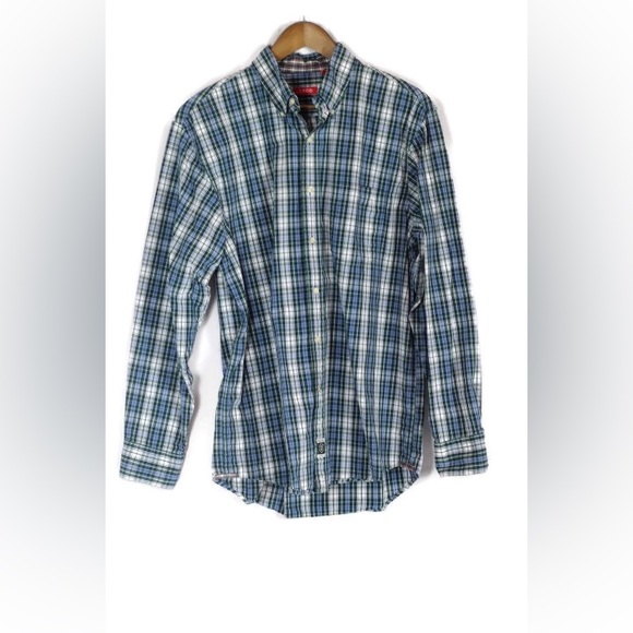 Izod Shirts Izod Plaid Dress Shirt Front Pocket Long Sleeve Button